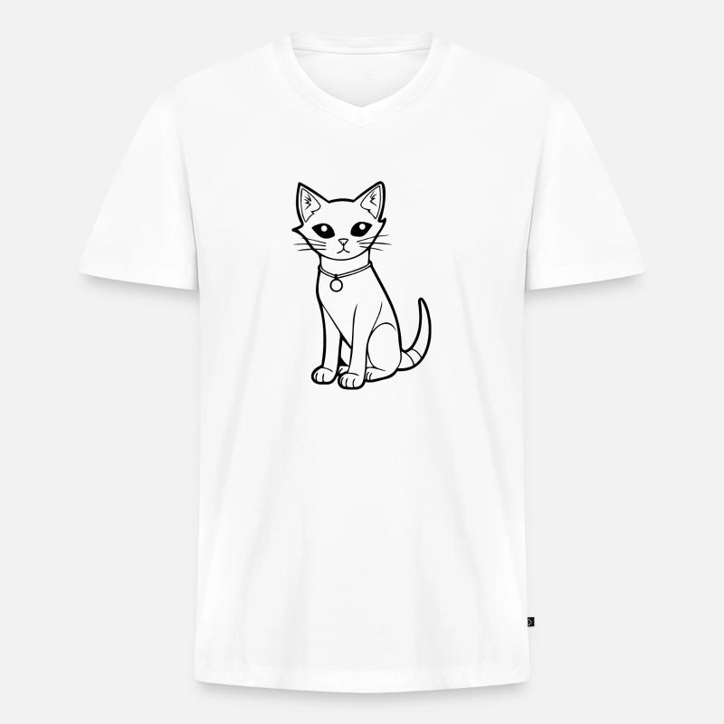 Katze Katzen Kätzchen Katzendame - Männer Premium Bio T-Shirt mit V-Ausschnitt - Weiß