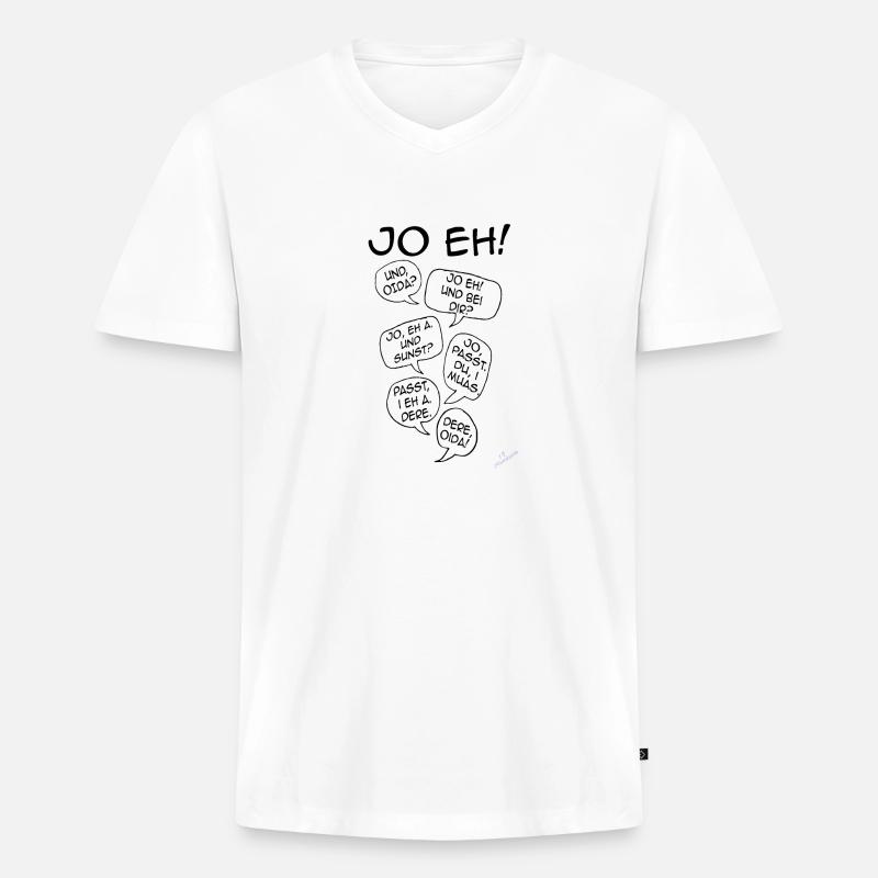 Mimikama "Ja eh" + "Oida" - Männer Premium Bio T-Shirt mit V-Ausschnitt - Weiß