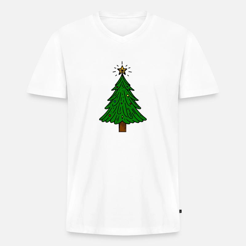 Weihnachtsbaum - Männer Premium Bio T-Shirt mit V-Ausschnitt - Weiß