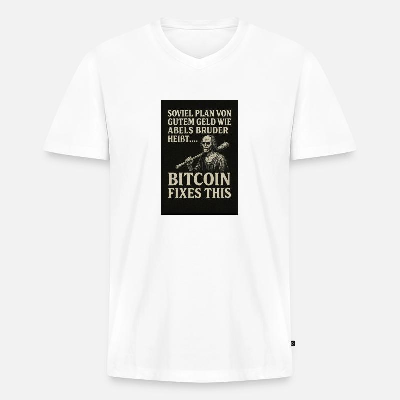 Bitcoin fixes this - Männer Premium Bio T-Shirt mit V-Ausschnitt - Weiß