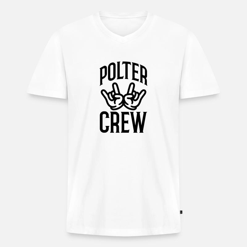 Polter Crew Polterabend - Männer Premium Bio T-Shirt mit V-Ausschnitt - Weiß