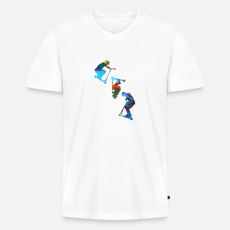 Stuntscooter,Trickscooter,tricks,stunt,e-scooter - Männer Premium Bio T-Shirt mit V-Ausschnitt - Weiß
