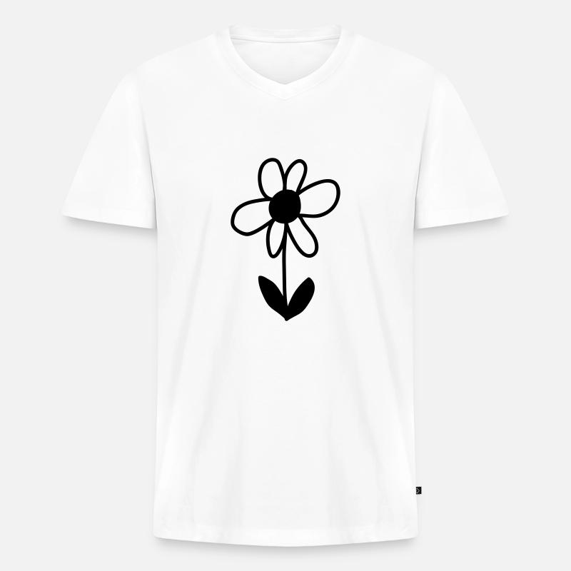 Blümchen (mono) - Männer Premium Bio T-Shirt mit V-Ausschnitt - Weiß