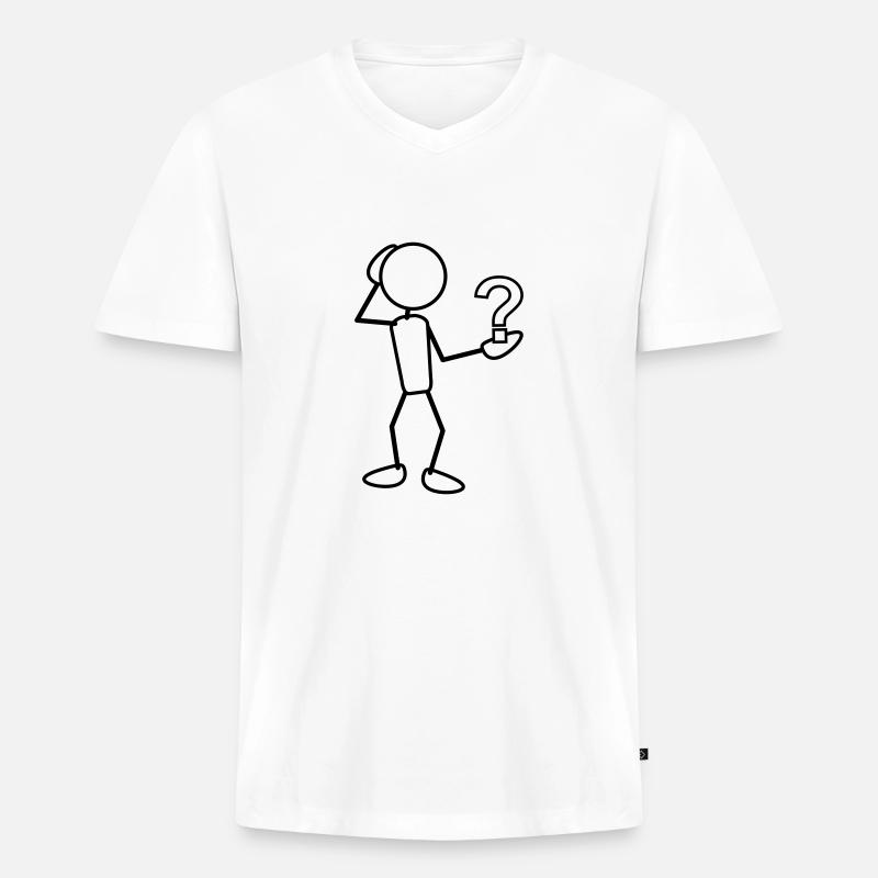 greyman_with_issues_at_hand_1c - Männer Premium Bio T-Shirt mit V-Ausschnitt - Weiß