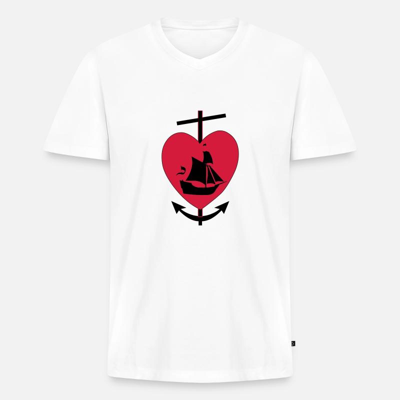 glauben hoffnung lieb - Männer Premium Bio T-Shirt mit V-Ausschnitt - Weiß