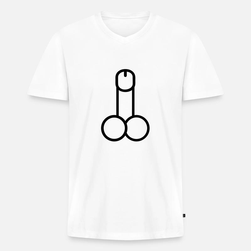 Penis - Männer Premium Bio T-Shirt mit V-Ausschnitt - Weiß