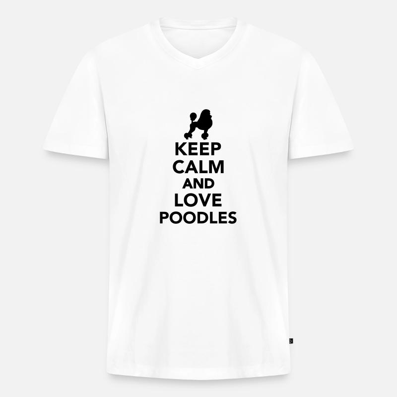 Pudel - Männer Premium Bio T-Shirt mit V-Ausschnitt - Weiß