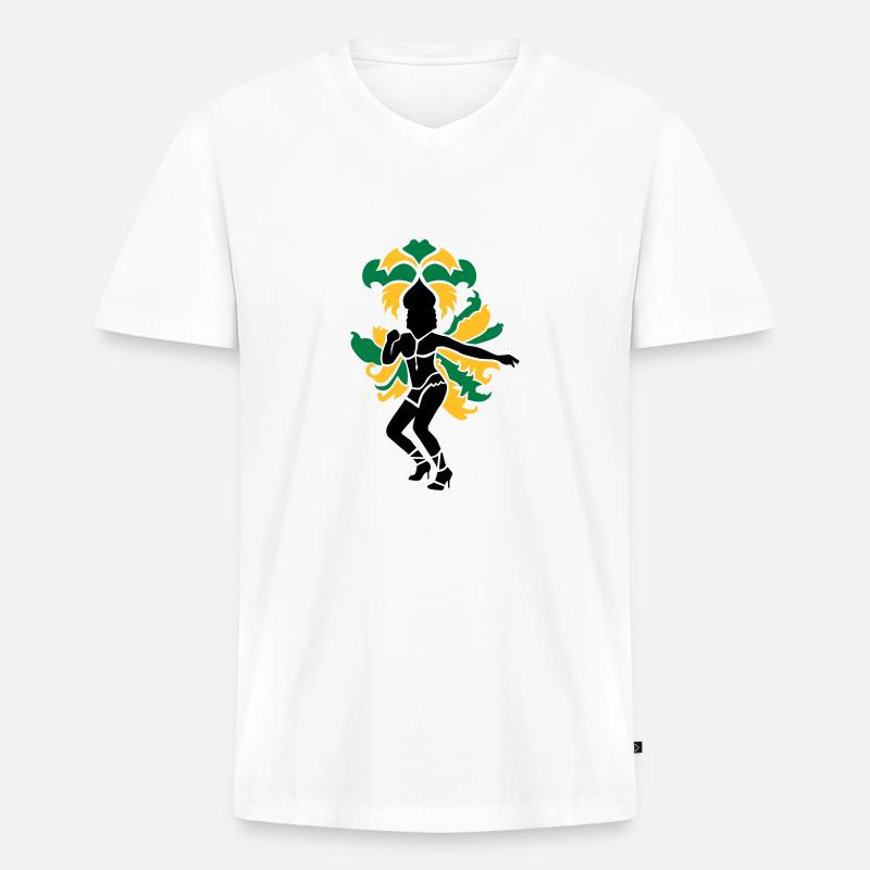 Samba - Männer Premium Bio T-Shirt mit V-Ausschnitt - Weiß
