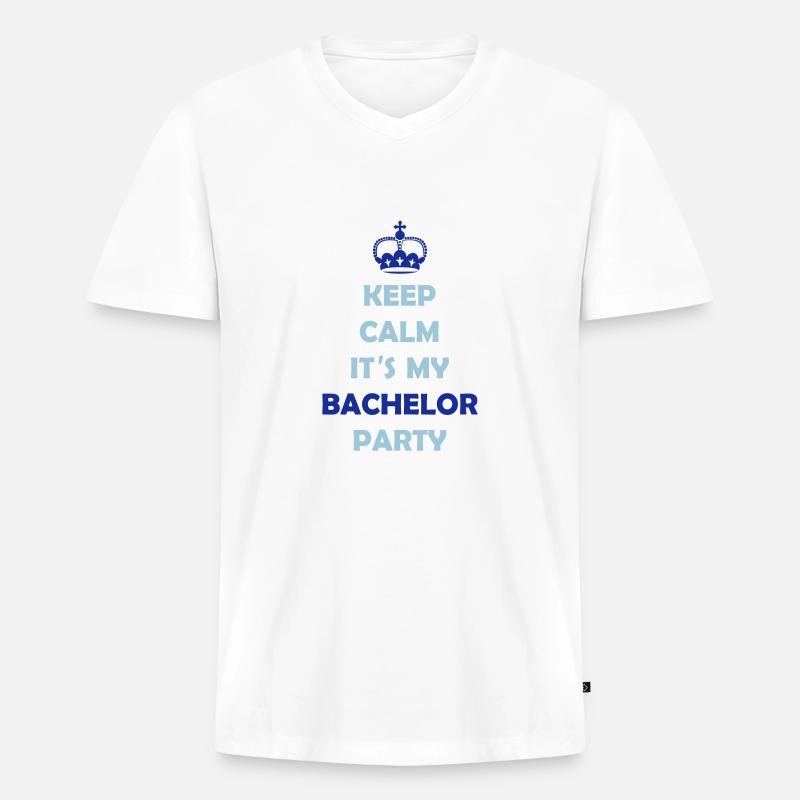 keep_calm_bachelor_party_2 - Männer Premium Bio T-Shirt mit V-Ausschnitt - Weiß