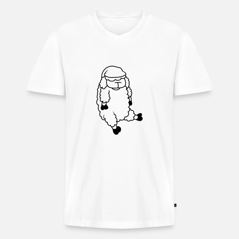 Schlaf Schaf Schlafmütze - Männer Premium Bio T-Shirt mit V-Ausschnitt - Weiß