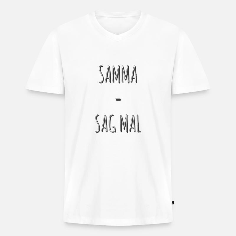 Samma = Sag mal - Männer Premium Bio T-Shirt mit V-Ausschnitt - Weiß