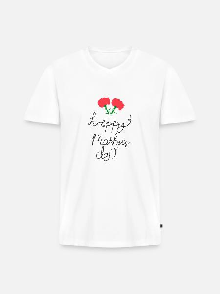 Happy mother's day handwritten lettering - Men's Premium Organic T-shirt with V-neck - white
