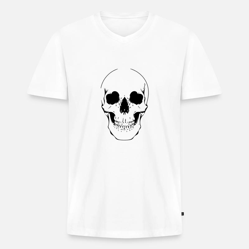Schädel - Männer Premium Bio T-Shirt mit V-Ausschnitt - Weiß