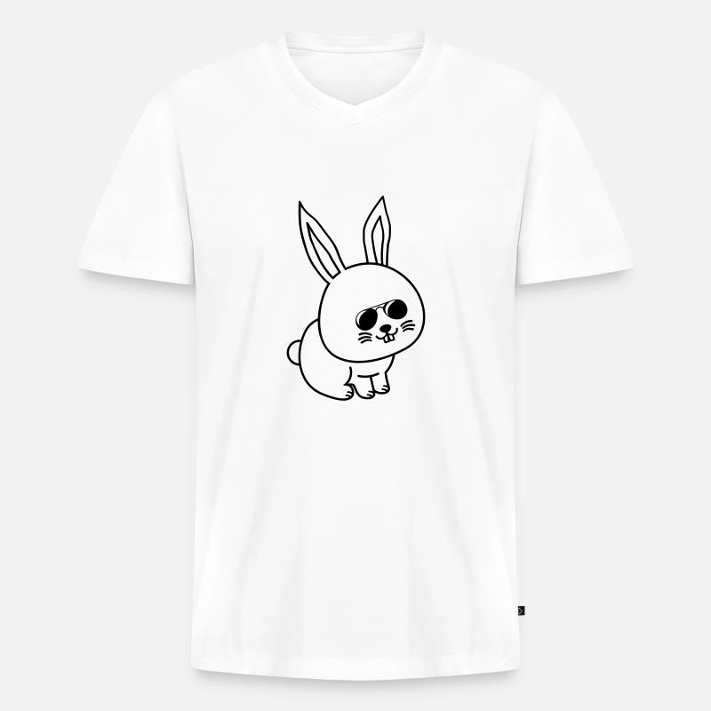 hase comic cool - Männer Premium Bio T-Shirt mit V-Ausschnitt - Weiß