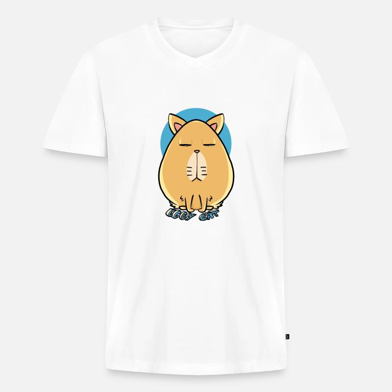 Eggy Katze - Männer Premium Bio T-Shirt mit V-Ausschnitt - Weiß