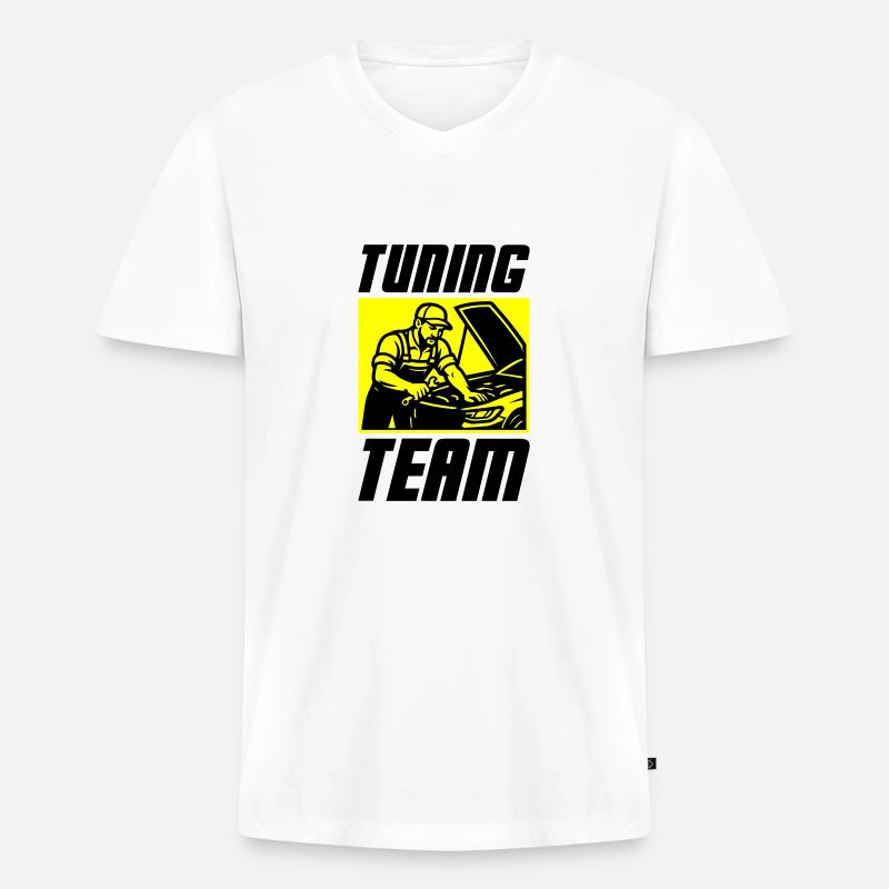Tuning Team Auto - Männer Premium Bio T-Shirt mit V-Ausschnitt - Weiß