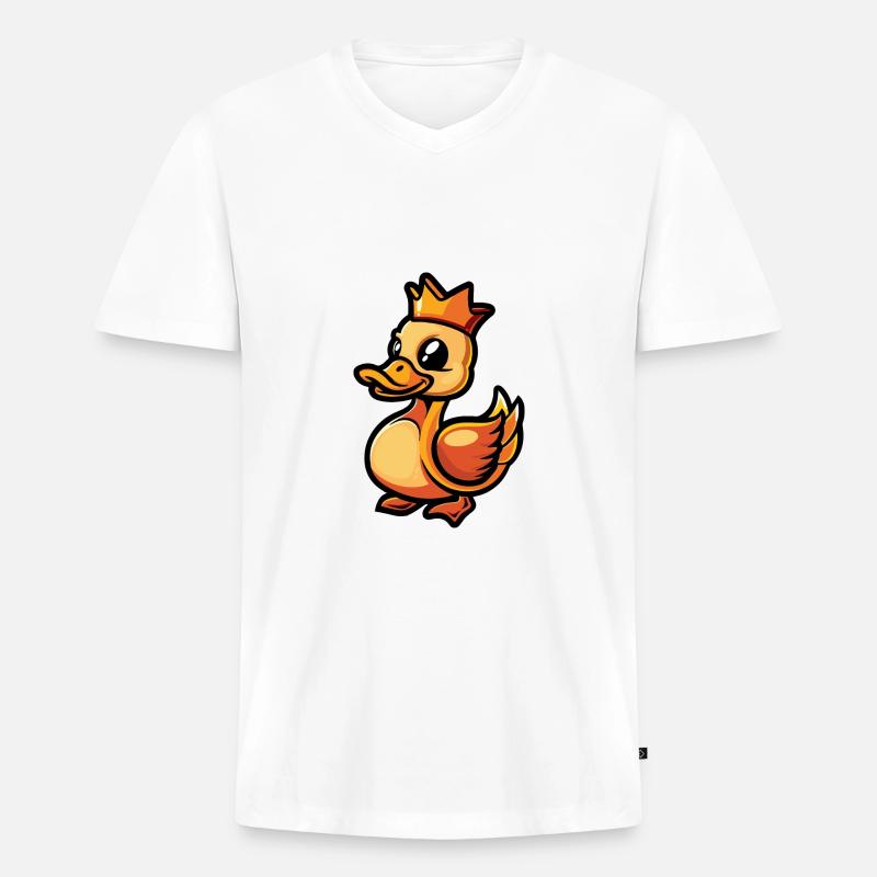 Ente Comic Krone - Männer Premium Bio T-Shirt mit V-Ausschnitt - Weiß