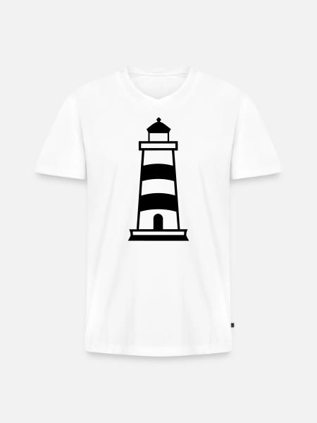 Lighthouse - Men's Premium Organic T-shirt with V-neck - white