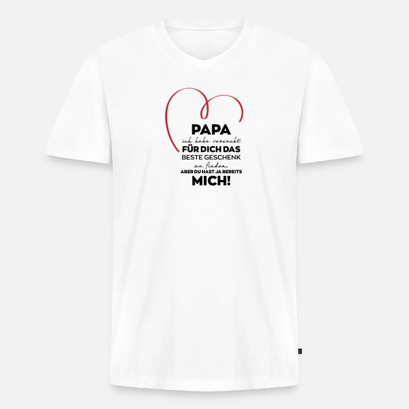 Papa lustiges Geschenk - Männer Premium Bio T-Shirt mit V-Ausschnitt - Weiß