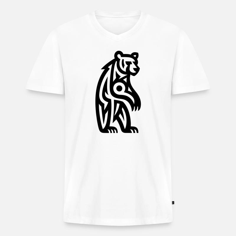 Just a Black Bear #3 - Männer Premium Bio T-Shirt mit V-Ausschnitt - Weiß