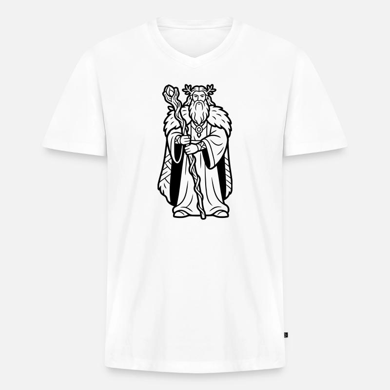 Druide - Männer Premium Bio T-Shirt mit V-Ausschnitt - Weiß