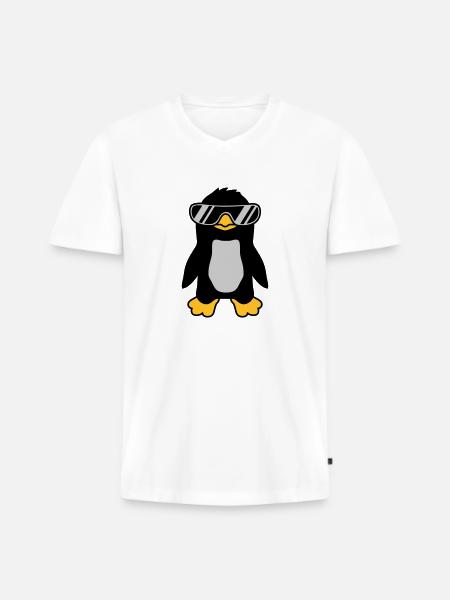 Sunglasses Penguin cool design - Men's Premium Organic T-shirt with V-neck - white