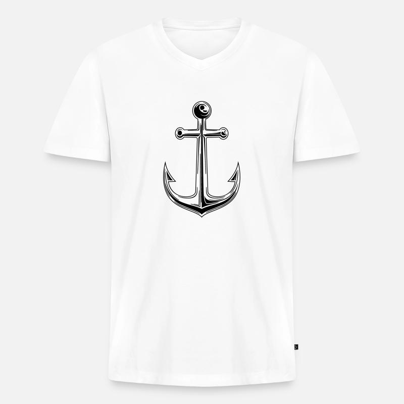 Anker - Männer Premium Bio T-Shirt mit V-Ausschnitt - Weiß