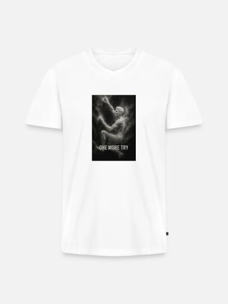 One more try. - Männer Premium Bio T-Shirt mit V-Ausschnitt - Weiß