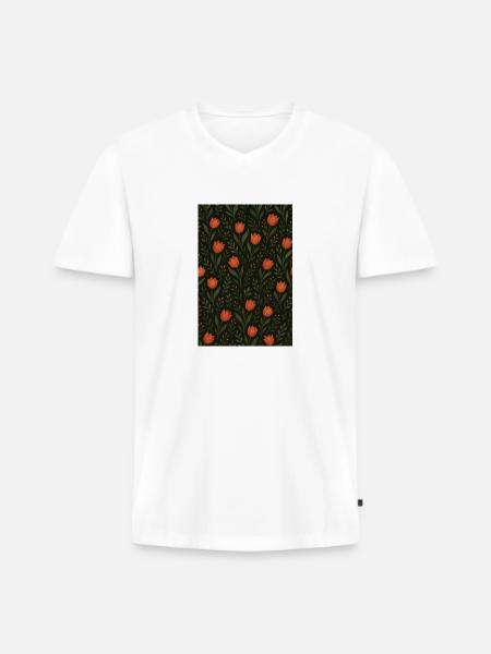 Tulip Pattern - Men's Premium Organic T-shirt with V-neck - white