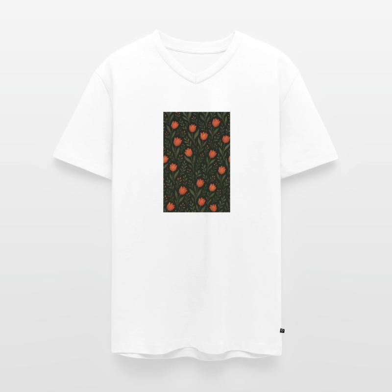 Tulip Pattern Men's Premium Organic T-shirt with V-neck