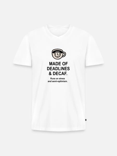 Deadlines and Decaf - Men's Premium Organic T-shirt with V-neck - white