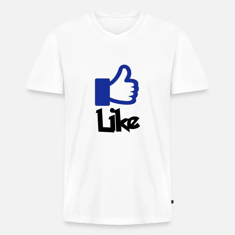 Like - Männer Premium Bio T-Shirt mit V-Ausschnitt - Weiß