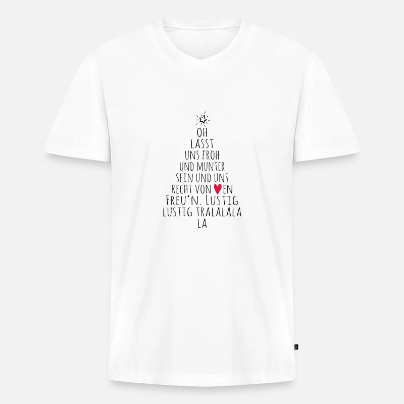 froh und munter - Männer Premium Bio T-Shirt mit V-Ausschnitt - Weiß