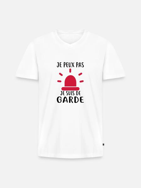 JE SUIS DE GARDE - T-shirt encolure en V Premium bio Homme - blanc