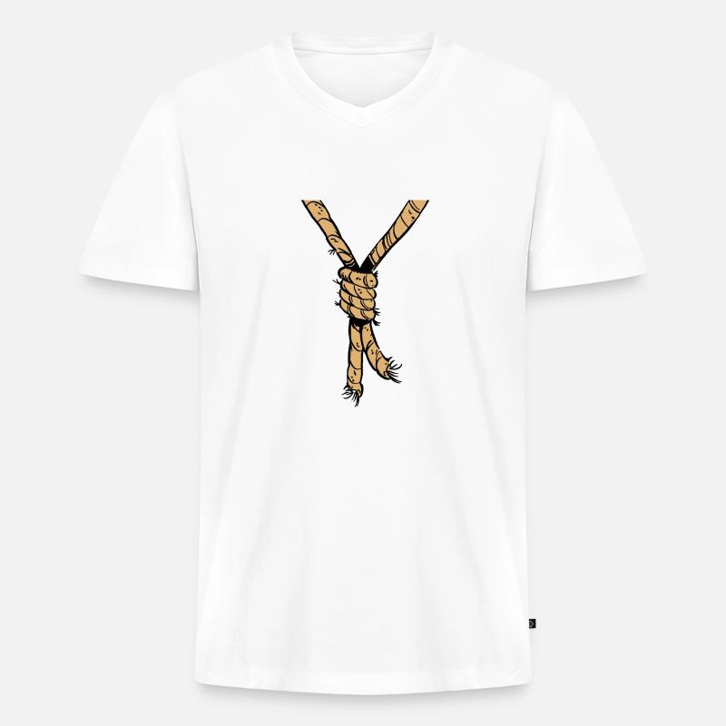Strick um den Hals - Männer Premium Bio T-Shirt mit V-Ausschnitt - Weiß