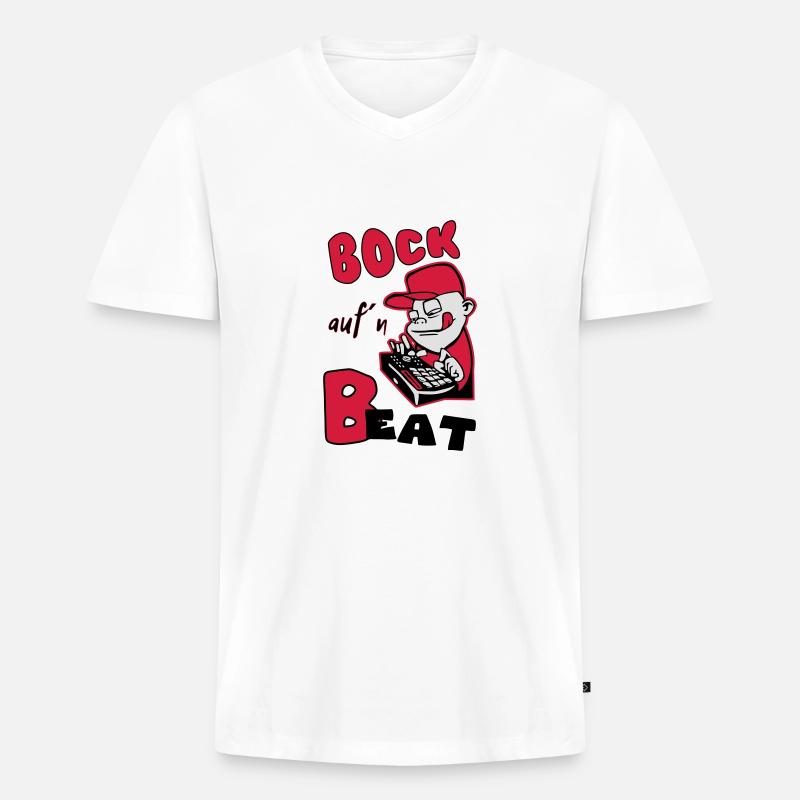 Bock auf´n Beat - Männer Premium Bio T-Shirt mit V-Ausschnitt - Weiß