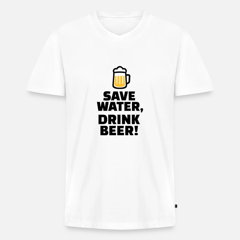 Bier - Männer Premium Bio T-Shirt mit V-Ausschnitt - Weiß
