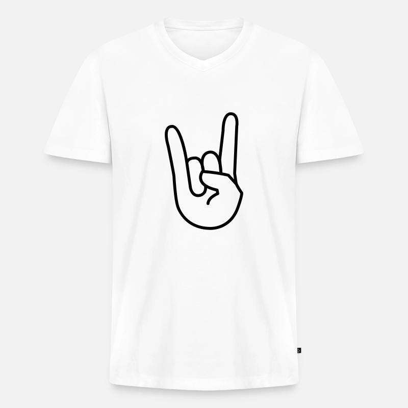 hand - Männer Premium Bio T-Shirt mit V-Ausschnitt - Weiß