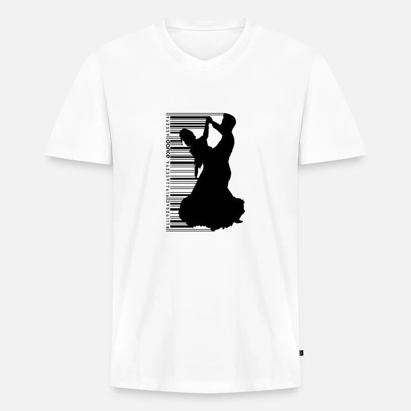 Tanzpaar im QR Code Style - Männer Premium Bio T-Shirt mit V-Ausschnitt - Weiß