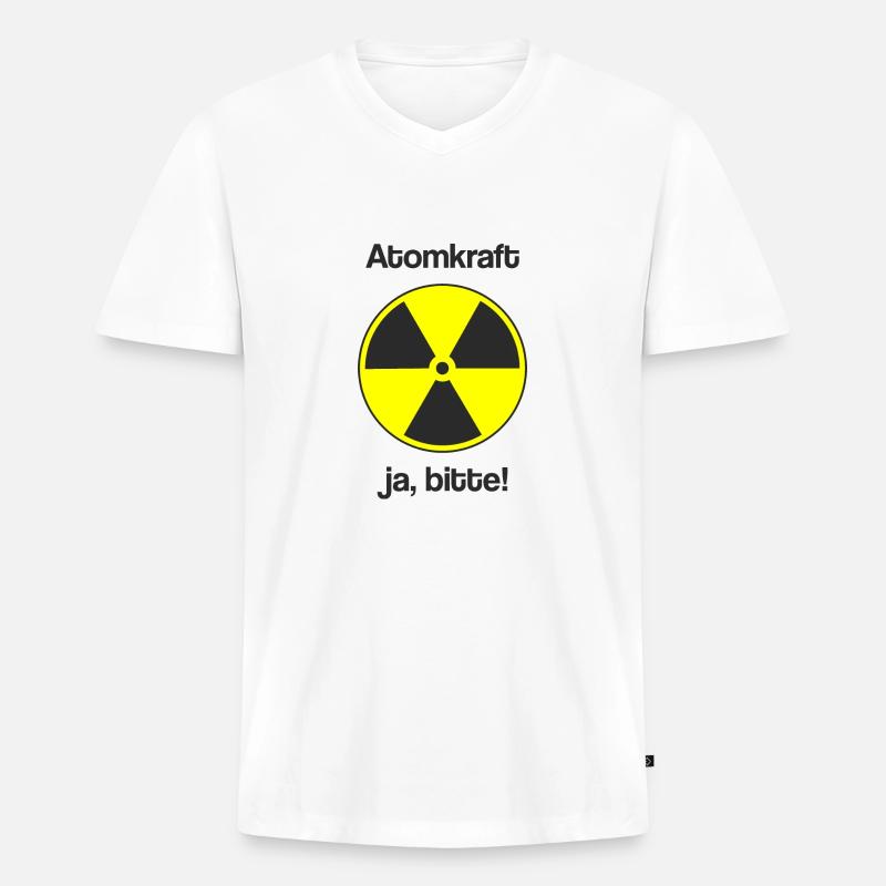 Atomkraft ja bitte schwarz - Männer Premium Bio T-Shirt mit V-Ausschnitt - Weiß