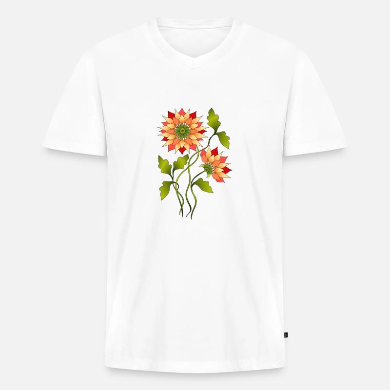 Blumen - Männer Premium Bio T-Shirt mit V-Ausschnitt - Weiß