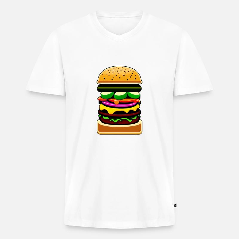 Dein Burger Liebling - Männer Premium Bio T-Shirt mit V-Ausschnitt - Weiß
