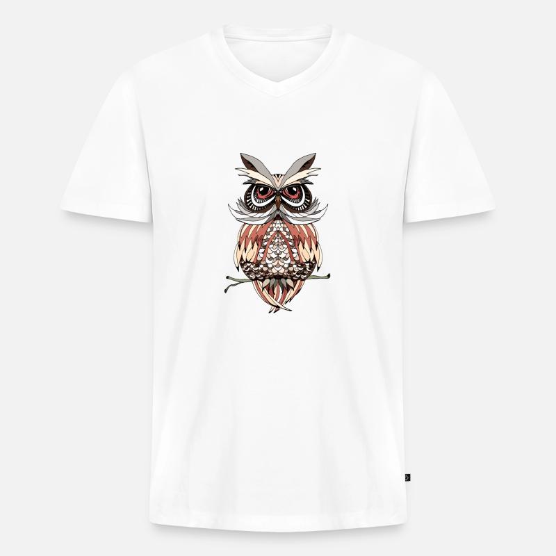 Vogel - Männer Premium Bio T-Shirt mit V-Ausschnitt - Weiß