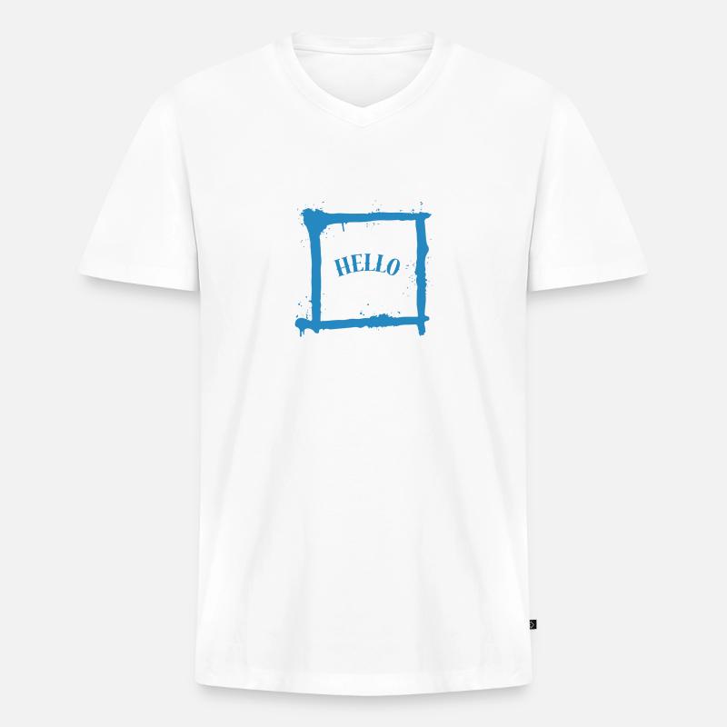 Minimalistischer Gruß - Männer Premium Bio T-Shirt mit V-Ausschnitt - Weiß