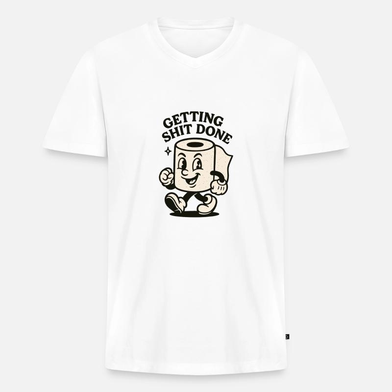 Scheiße erledigen - Männer Premium Bio T-Shirt mit V-Ausschnitt - Weiß