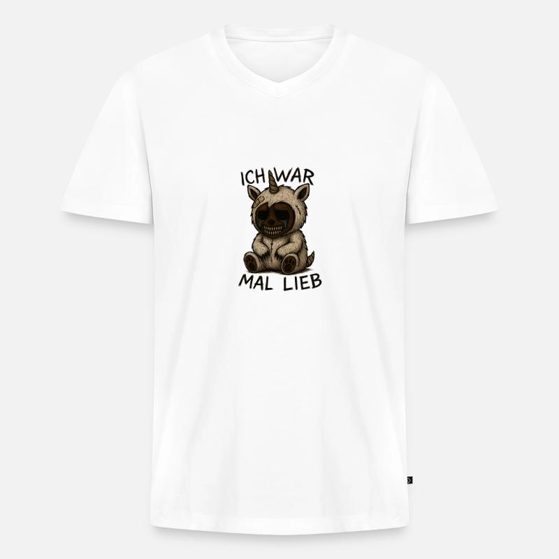 Ich war mal lieb - Männer Premium Bio T-Shirt mit V-Ausschnitt - Weiß