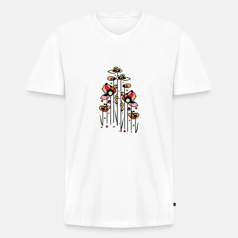 Blumen - Männer Premium Bio T-Shirt mit V-Ausschnitt - Weiß