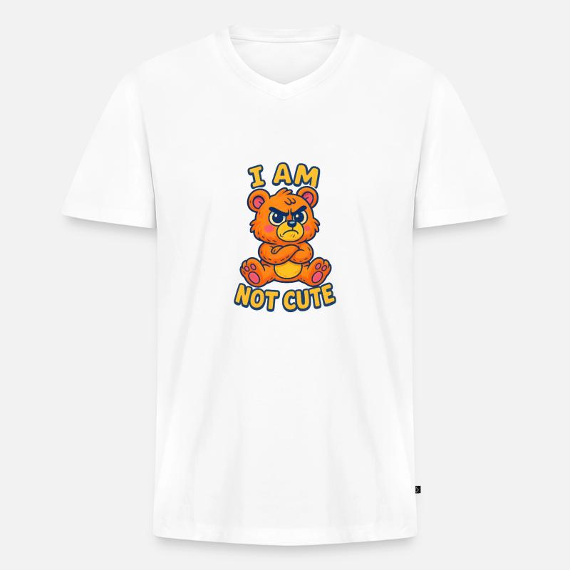 i am not cute - Männer Premium Bio T-Shirt mit V-Ausschnitt - Weiß