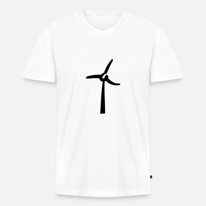 Windmill, éolienne, Windrad - Männer Premium Bio T-Shirt mit V-Ausschnitt - Weiß