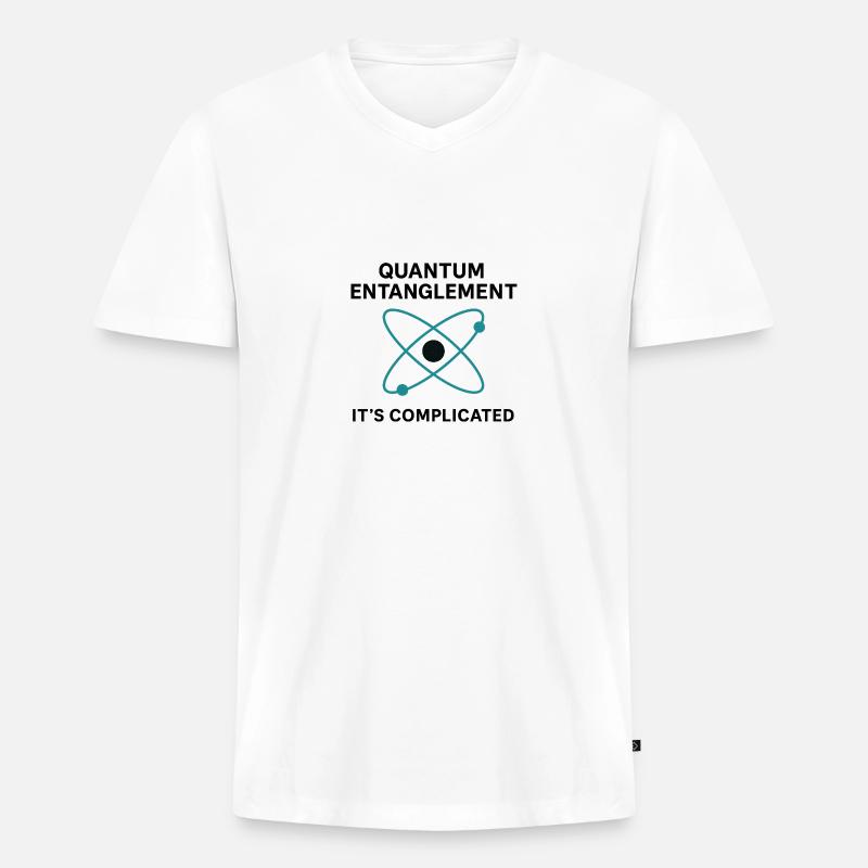 Quantum Entanglement – It’s Complicated - Männer Premium Bio T-Shirt mit V-Ausschnitt - Weiß